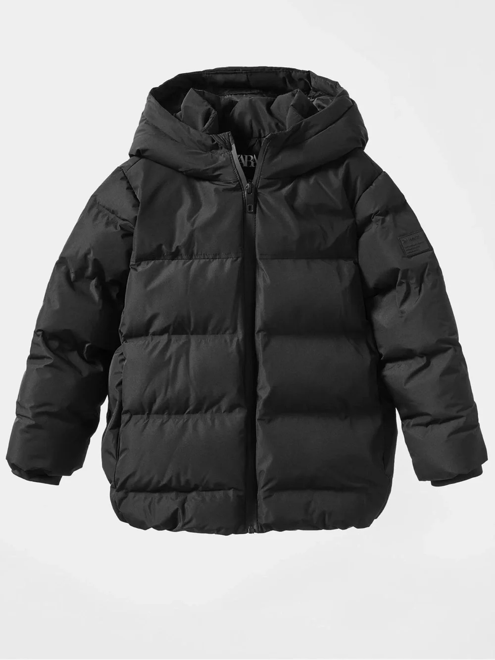 ZARA Kids Black Hooded Puffer Jacket Size 8 / 128 CM